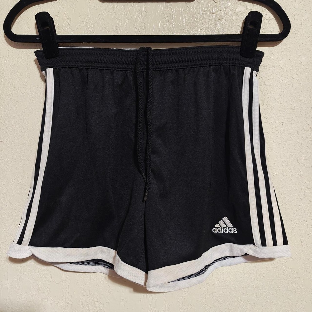 Adidas Black White Climacool Soccer Athletic Shorts Womens XS Striped Gym